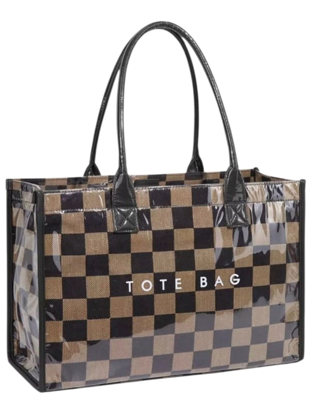 Women's Black Tote Bag with Beige Interior - Stylish Everyday Carry